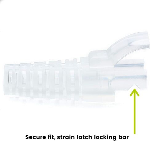 trueCABLE RJ45 Strain Relief Boots, Large 5.5 to 7.0mm Cut-to-Fit PVC Plug Cover, Transparent, 100 Pieces in Kuwait