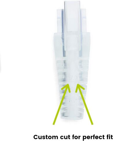 trueCABLE RJ45 Strain Relief Boots, Large 5.5 to 7.0mm Cut-to-Fit PVC Plug Cover, Transparent, 100 Pieces in Kuwait
