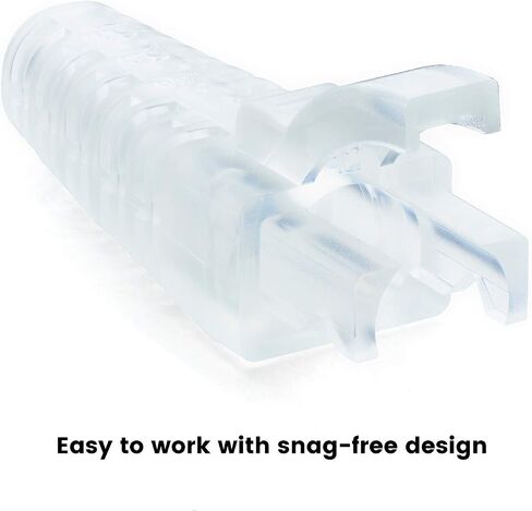trueCABLE RJ45 Strain Relief Boots, Large 5.5 to 7.0mm Cut-to-Fit PVC Plug Cover, Transparent, 100 Pieces in Kuwait