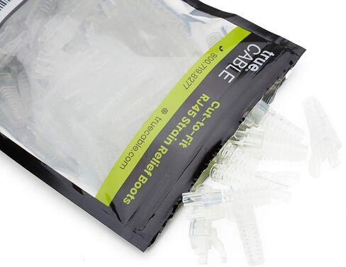trueCABLE RJ45 Strain Relief Boots, Large 5.5 to 7.0mm Cut-to-Fit PVC Plug Cover, Transparent, 100 Pieces in Kuwait