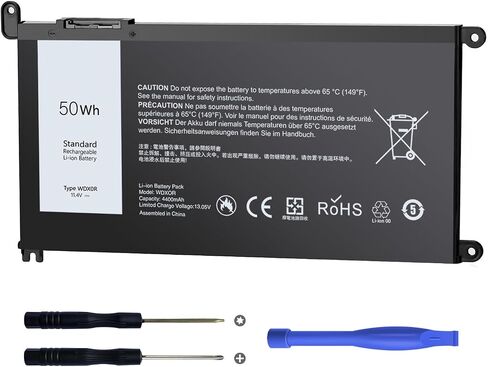 50WH WDX0R Laptop Battery Replacement for Dell Inspiron 13/15/17 5000/7000 5368 5378 7378 5568 5578 5580 5767 5770, Latitude 3180-3590, Vostro 5568 5468 Compatible WDXOR P69G 3CRH3 in Kuwait