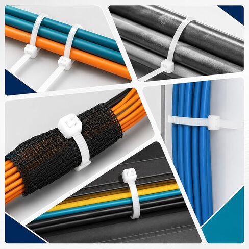 300 PCS Cable Zip Ties Self-Locking Nylon Cable Ties Plastic Thin Mini Cord Management Clear Wire Tie Garden Fencing Use Indoor and Outdoor Office Garden Workshop White in Saudi Arabia