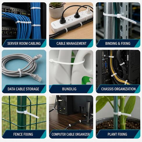 300 PCS Cable Zip Ties Self-Locking Nylon Cable Ties Plastic Thin Mini Cord Management Clear Wire Tie Garden Fencing Use Indoor and Outdoor Office Garden Workshop White in Saudi Arabia
