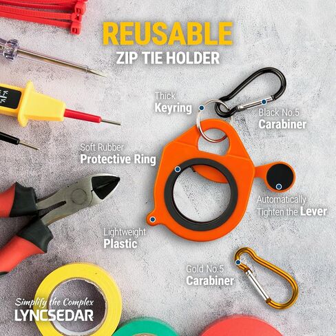 Cable Tie Holder, 8-Pack Assorted Colors Reusable Zip Tie Holder, No.5 Carabiner, ABS Plastic, Outdoor Use, Heavy Duty Ziptie Organizer Clip for Electrician Tool Belt Wrap Storage Mount in Saudi Arabia