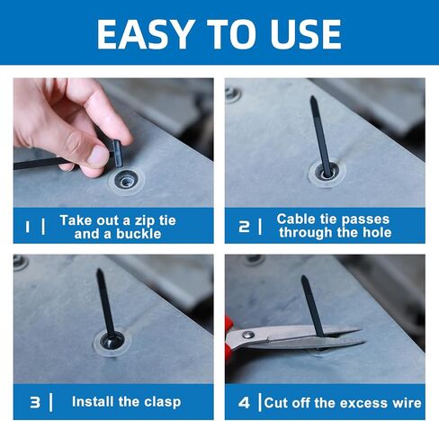 100PCS Nylon Self Locking Rivet Zip Ties + 20 PCS 4in Metal Cable Ties in Kuwait