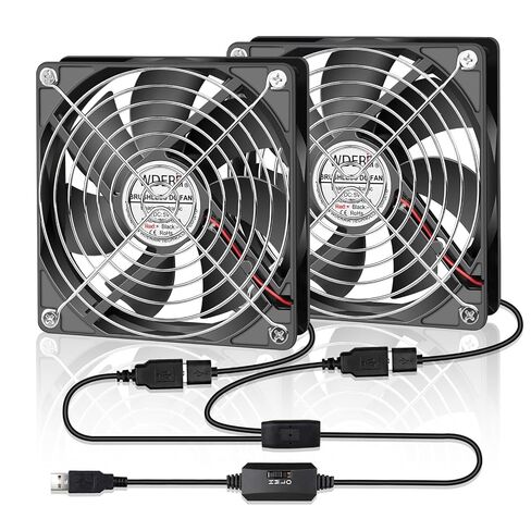 120mm Computer Case 5V USB Powered Fan, Small Silent Flat Cooler with Speed Controller for Receiver/Router/Electronic Equipment（2-in-1 Pack） in Saudi Arabia