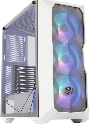 Cooler Master TD500 Mesh White Airflow ATX Mid-Tower, Polygonal Mesh Front Panel, Crystalline Tempered Glass, 3X 120mm PWM Customizable ARGB Fans, E-ATX up to 10.5" (MCB-D500D-WGNN-S01) in Kuwait