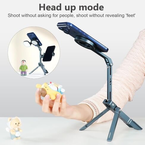 Magnetic Metal iPad Stand, Foldable Desktop Phone Stand, 360° Rotation, Mini Tripod, Compatible with iPhone 17/16/15 & Other Models, Ideal for Kitchen, Office, Video Recording & Photography in Saudi Arabia