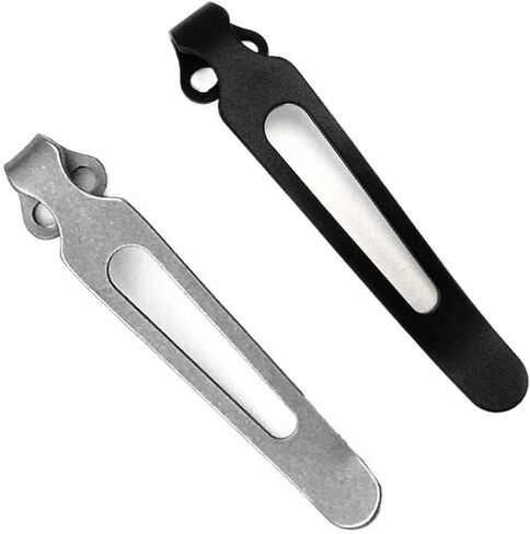 2PCS Titanium Pocket Clips in Stonewashed and Black, for Zero Tolerance 0350, CNC Deep Carry Back Clip Replacements in Saudi Arabia