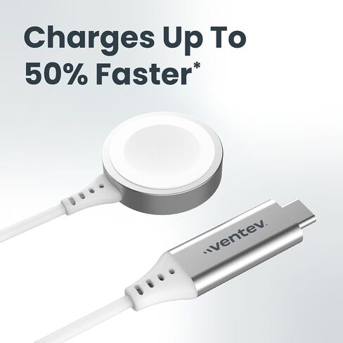 Ventev MFi Ultrafast Apple Watch Charger 3.3ft Braided Cable - White in Kuwait