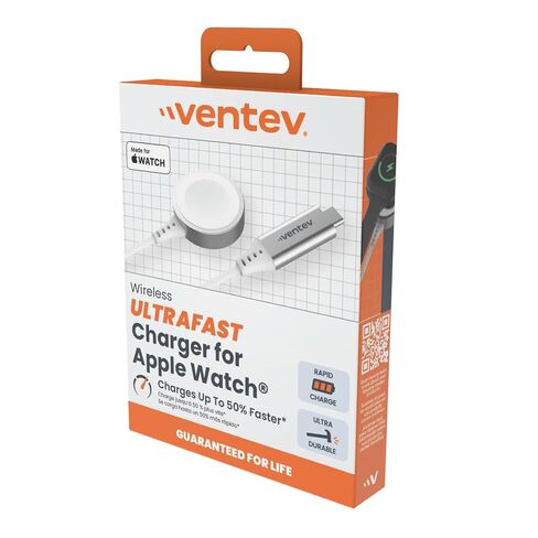 Ventev MFi Ultrafast Apple Watch Charger 3.3ft Braided Cable - White in Kuwait