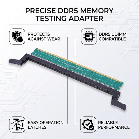 Luocute DDR5 UDIMM 288Pin Adapter, Memory Test Card Long Latches in Kuwait
