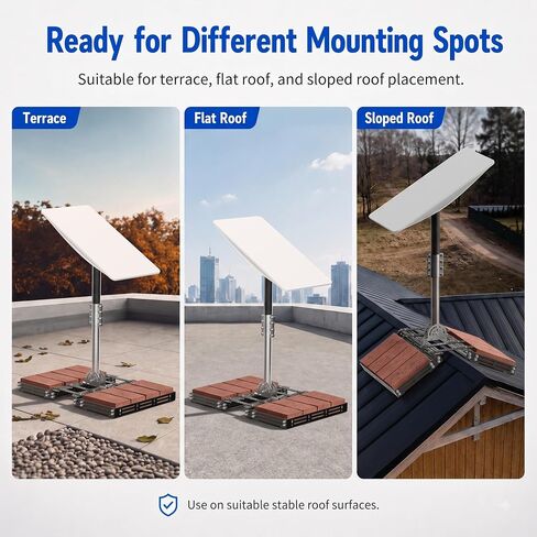 Starlink Gen 2 Roof Ridge Mount - No-Drill Installation Mounting Kit with Gen 2 Pipe Adapter for Tilt Angle Adjustment, Compatible with Starlink V2 Standard Actuated Dish in Saudi Arabia