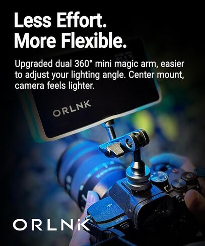 ORLN'K RGB Video Camera Light, Flexible Arm, 6.5" Portable Ultra-Thin with Soft Diffuser for Photography, Video, Content Creation (Arm Combo) in Saudi Arabia