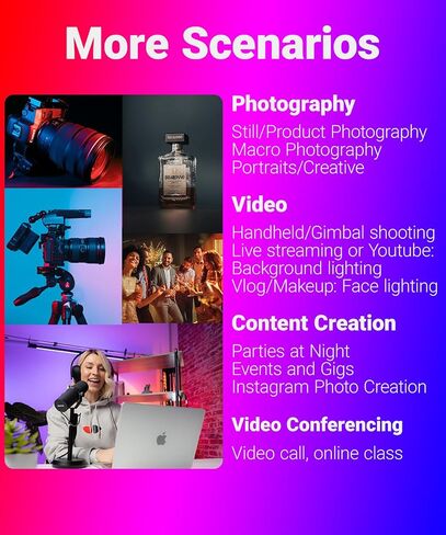 ORLN'K RGB Video Camera Light, Flexible Arm, 6.5" Portable Ultra-Thin with Soft Diffuser for Photography, Video, Content Creation (Arm Combo) in Saudi Arabia