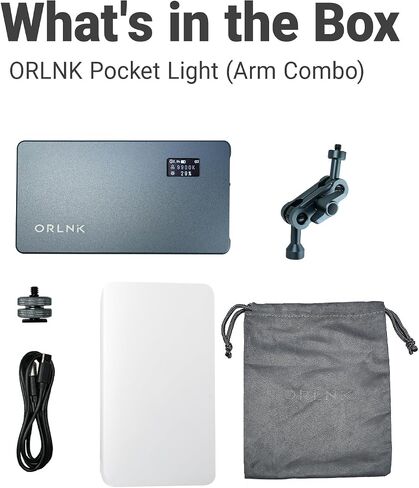ORLN'K RGB Video Camera Light, Flexible Arm, 6.5" Portable Ultra-Thin with Soft Diffuser for Photography, Video, Content Creation (Arm Combo) in Saudi Arabia