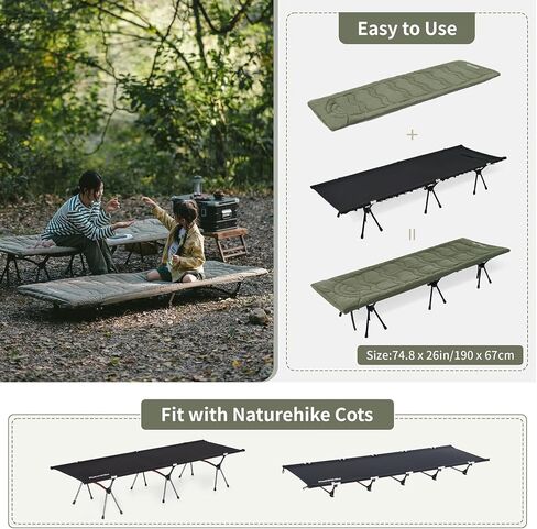 Naturehike غطاء سرير للتخييم مرتبة ناعمة قابلة للطي لسرير التخييم 74.8 × 26.3 بوصة مرتبة نوم مريحة مع حقيبة تخزين in Kuwait