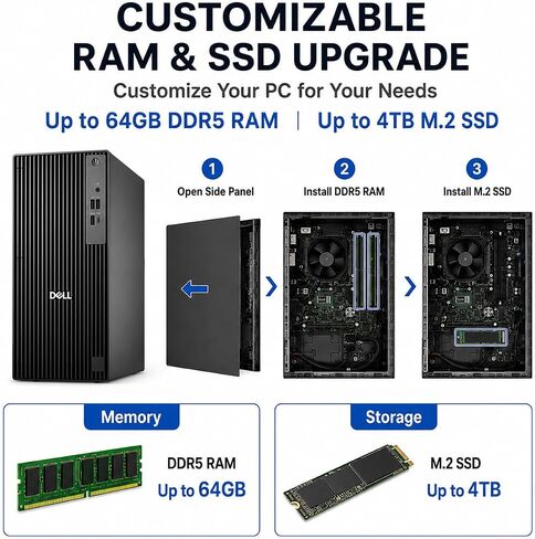 Customized Dell Business Desktop Tower, Intel Core i9-12900K, 16GB/ 32GB/ 64GB DDR5 RAM, 512GB/ 1TB/ 2TB/ 4TB SSD, Dual 4K Monitor Support (HDMI & DP) Windows 11 Pro, Wired KB & Mouse in Kuwait