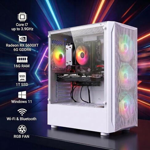 STGAubron Gaming PC Desktop,Core I7,RX 5600 XT 6G,16G RAM,1TB SSD in Saudi Arabia
