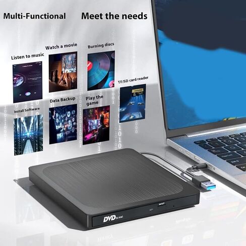 Portable Disc Burning Reader USB Type C Interfaces Reading Drive Thin Multiple Format Compatibility USB Type C External Drive in Kuwait