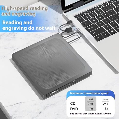 Portable Disc Burning Reader USB Type C Interfaces Reading Drive Thin Multiple Format Compatibility USB Type C External Drive in Kuwait