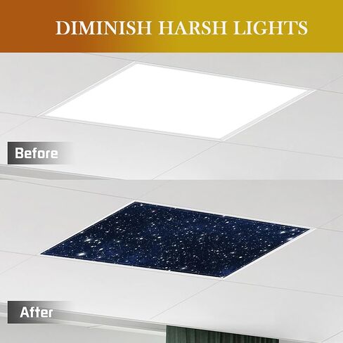 2 Pcs Fluorescent Light Cover Classroom Lighting Cover with 10 Magnets Light Filter Magnetic Ceiling Panel Decoration 2 x 4 ft Reduce Glare for Office School(Star Dot and Stars Ocean) in Saudi Arabia