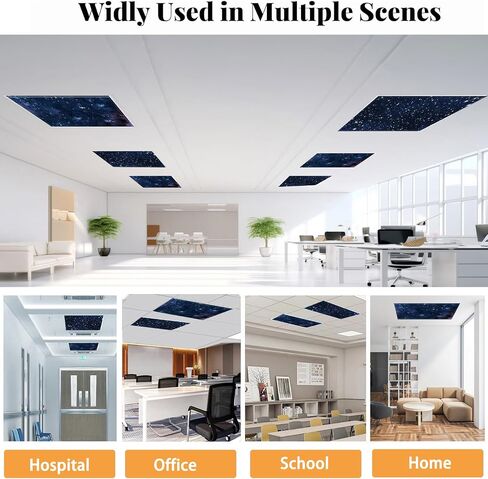 2 Pcs Fluorescent Light Cover Classroom Lighting Cover with 10 Magnets Light Filter Magnetic Ceiling Panel Decoration 2 x 4 ft Reduce Glare for Office School(Star Dot and Stars Ocean) in Saudi Arabia