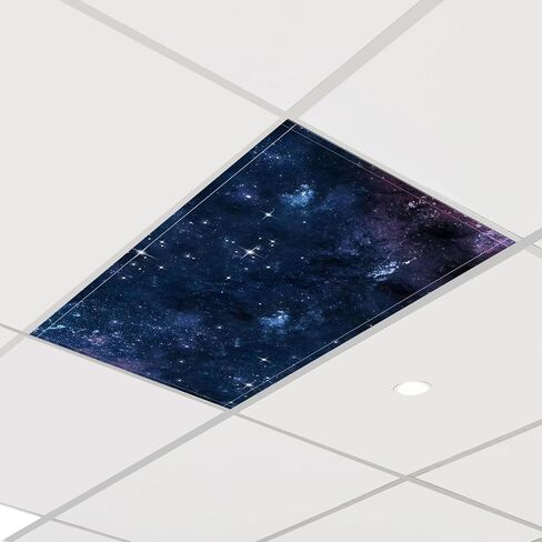 2 Pcs Fluorescent Light Cover Classroom Lighting Cover with 10 Magnets Light Filter Magnetic Ceiling Panel Decoration 2 x 4 ft Reduce Glare for Office School(Star Dot and Stars Ocean) in Saudi Arabia