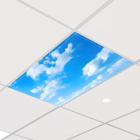 Fluorescent Light Cover, Blue Sky with Clouds, 2x4 ft, Magnetic Ceiling Panel Filter, Glare Reduction for Office, School, Classroom, 2 Pack in Saudi Arabia