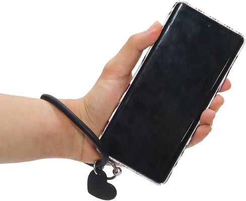 2Pcs Black Heart Loop Phone Lanyard with 2Pcs Back Patch in Kuwait