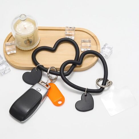 2Pcs Black Heart Loop Phone Lanyard with 2Pcs Back Patch in Kuwait