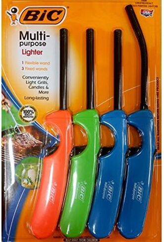 BiC Multi-Purpose Lighter - 4 Lighter Value Pack with 1 Flexible Wand and 3 Fixed Wand by BIC in Kuwait