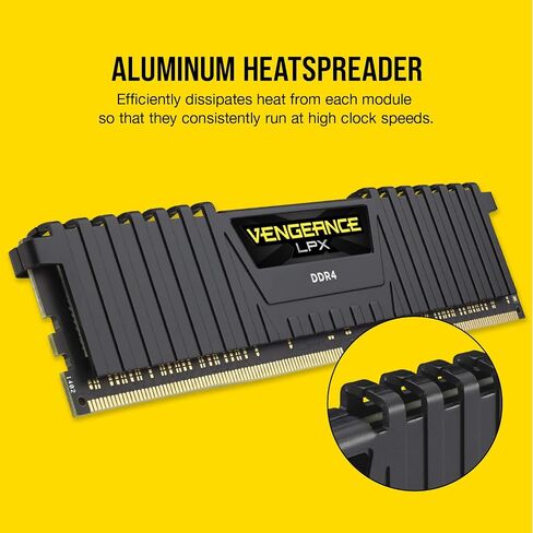CORSAIR Vengeance LPX DDR4 RAM 32GB (2x16GB) 3600MHz CL18-22-22-42 1.35V Intel AMD Desktop Computer Memory - Black (CMK32GX4M2D3600C18) in Saudi Arabia