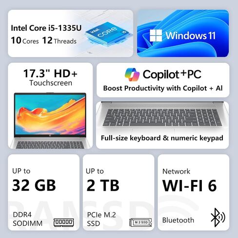 HP 17.3" HD+ Touchscreen Business Laptop Intel i7-1355U, 32GB RAM 1TB SSD in Kuwait