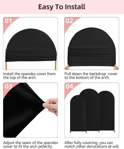 HEMMOTOP Stretchy Arch Backdrop Cover Set, Black, 7.2/6.6/6ft 3-Pack in Saudi Arabia