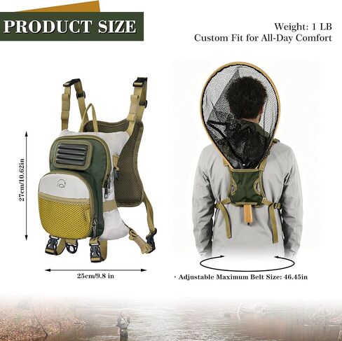 Fly Fishing Chest Pack with Workstation,Fly Box Storage and Net Holder in Saudi Arabia