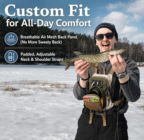 Fly Fishing Chest Pack with Workstation,Fly Box Storage and Net Holder in Saudi Arabia