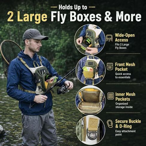 Fly Fishing Chest Pack with Workstation,Fly Box Storage and Net Holder in Saudi Arabia
