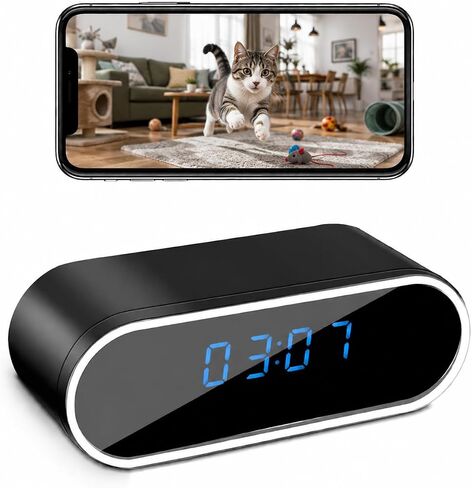 1080P HD WiFi Clock Hidden Camera,Spy Camera Wireless for Home Office Monitoring,Small Video Camera with Motion Detection & Night Vision Indoor Security Nanny Cam in Saudi Arabia