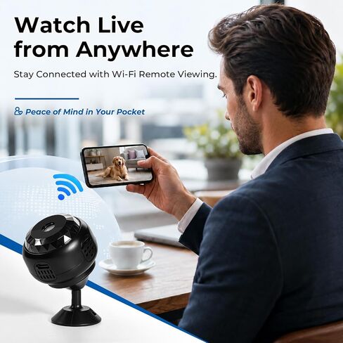 4K Hidden Camera, Mini WiFi Nanny Cam with Motion Detection & Night Vision (Black) | Spy Cam Indoor for Baby Pets Security with App Control in Saudi Arabia