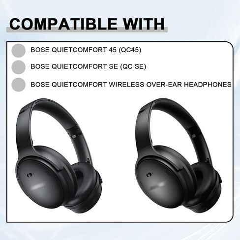 Replacement Ear Pads for Bose QuietComfort 45 (QC45)/QuietComfort SE (QC SE)/Quiet Comfort Headphones, Ear Cushions, Headset Earpads, Ear Cups Cover with Soft Protein Leather (Black) in Saudi Arabia
