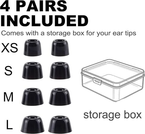 Ultra-Soft Ear Tips for Sony WF-1000XM6/XM5, Black Silicone, 4 Sizes in Kuwait