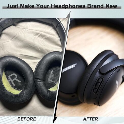 Replacement Ear Pads for Bose QuietComfort 45 (QC45)/QuietComfort SE (QC SE)/Quiet Comfort Headphones, Ear Cushions, Headset Earpads, Ear Cups Cover with Soft Protein Leather (Black) in Saudi Arabia