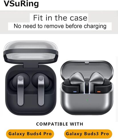 Memory Foam Eartips for Galaxy Buds 4 Pro (2026) / Galaxy Buds 3 Pro Earbuds Tips Replacement Fit in Charging Case Anti-Slip Soft Comfortable Noise Isolation Earphone Tips Black 4 Pairs in Kuwait