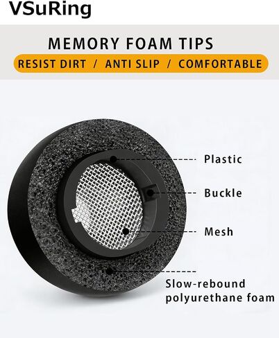 Memory Foam Eartips for Galaxy Buds 4 Pro (2026) / Galaxy Buds 3 Pro Earbuds Tips Replacement Fit in Charging Case Anti-Slip Soft Comfortable Noise Isolation Earphone Tips Black 4 Pairs in Kuwait