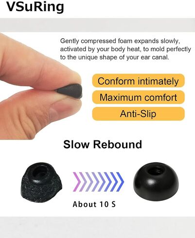 Memory Foam Eartips for Galaxy Buds 4 Pro (2026) / Galaxy Buds 3 Pro Earbuds Tips Replacement Fit in Charging Case Anti-Slip Soft Comfortable Noise Isolation Earphone Tips Black 4 Pairs in Kuwait