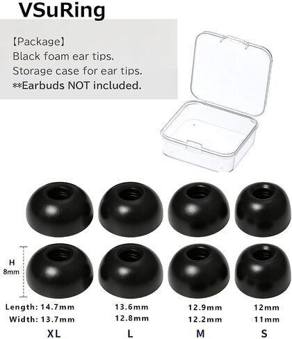 Memory Foam Eartips for Galaxy Buds 4 Pro (2026) / Galaxy Buds 3 Pro Earbuds Tips Replacement Fit in Charging Case Anti-Slip Soft Comfortable Noise Isolation Earphone Tips Black 4 Pairs in Kuwait
