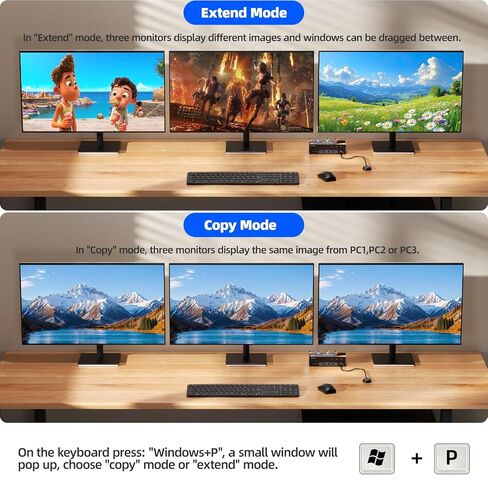 HDMI+DP KVM Switch 3 Monitors 3 Computers 8K@60Hz 4K@144Hz in Saudi Arabia