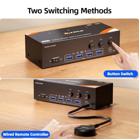 HDMI+DP KVM Switch 3 Monitors 3 Computers 8K@60Hz 4K@144Hz in Saudi Arabia