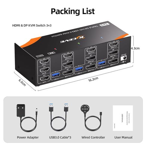 HDMI+DP KVM Switch 3 Monitors 3 Computers 8K@60Hz 4K@144Hz in Saudi Arabia